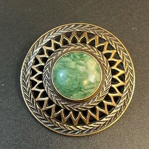Vintage Style Gold and Green Brooch